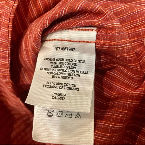 Columbia Men’s Red Orange Stripe Short Sleeve Button Down Casual Shirt Size XXL - Picture 6 of 6